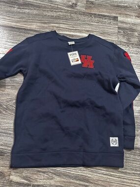 University of Houston Navy Crewneck Sweater with Red UH Patch